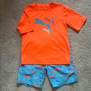 Puma Vibrant Orange and Blue Kids Swim Set